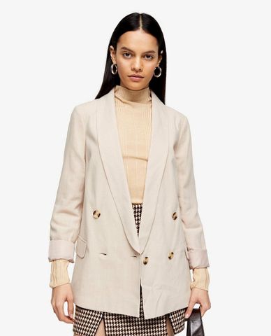  TOPSHOP - Áo blazer nữ tay dài Double Breasted Linen 
