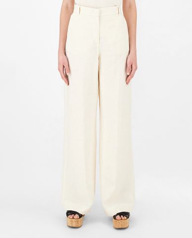  WEEKEND MAX MARA - Quần kiểu nữ ống rộng Linen Canvas 