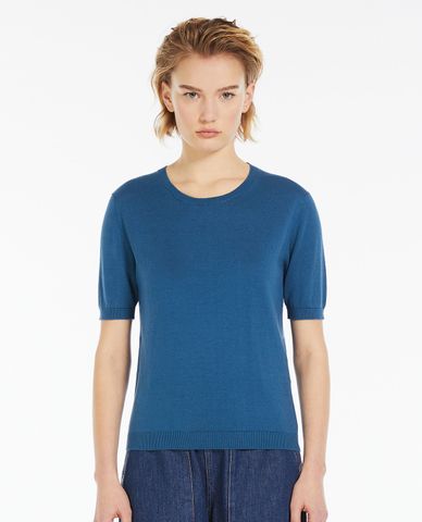  WEEKEND MAX MARA - Áo dệt kim phom ôm cổ tròn tay ngắn Zibetto 