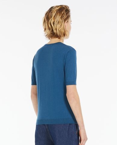  WEEKEND MAX MARA - Áo dệt kim phom ôm cổ tròn tay ngắn Zibetto 