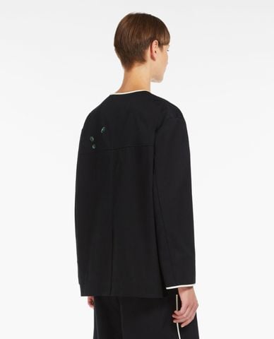  WEEKEND MAX MARA - Áo khoác một hàng nút cổ tròn đính kim tuyến Jums 