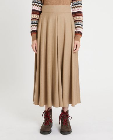  WEEKEND MAX MARA - Chân váy midi xếp li Wool Flannel 