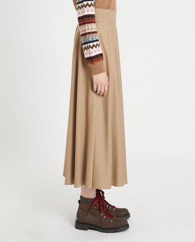  WEEKEND MAX MARA - Chân váy midi xếp li Wool Flannel 