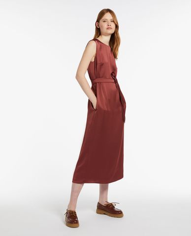  WEEKEND MAX MARA - Đầm sát nách midi xẻ tà phối thắt lưng Baiardo 
