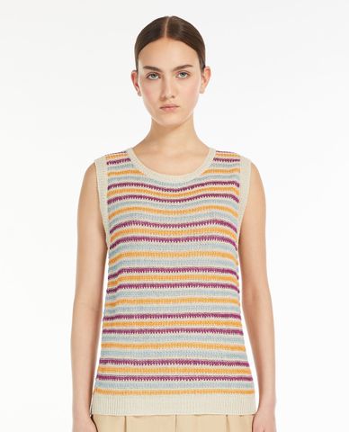  WEEKEND MAX MARA - Áo sweater cổ tròn sát nách phối sọc Caldaia 