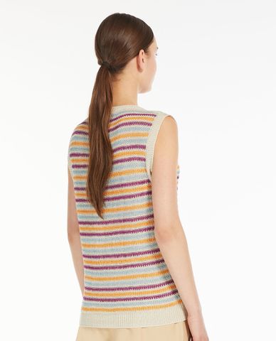  WEEKEND MAX MARA - Áo sweater cổ tròn sát nách phối sọc Caldaia 