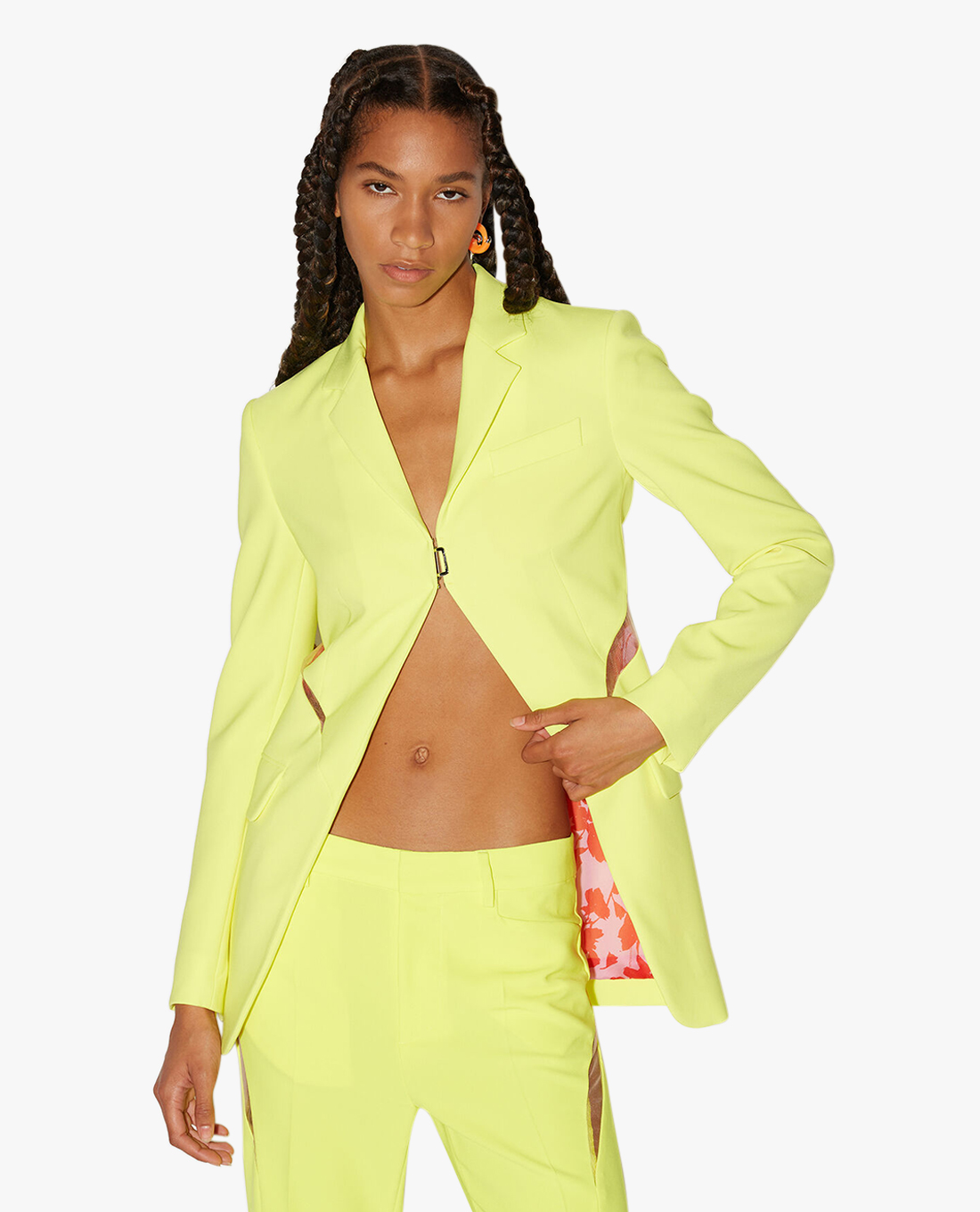 DSQUARED2 - Áo blazer nữ tay dài cut out hiện đại Tulle Panelled