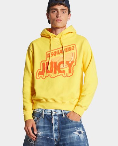  DSQUARED2 - Áo hoodie nam phối mũ tay dài phối logo Juicy Fit 