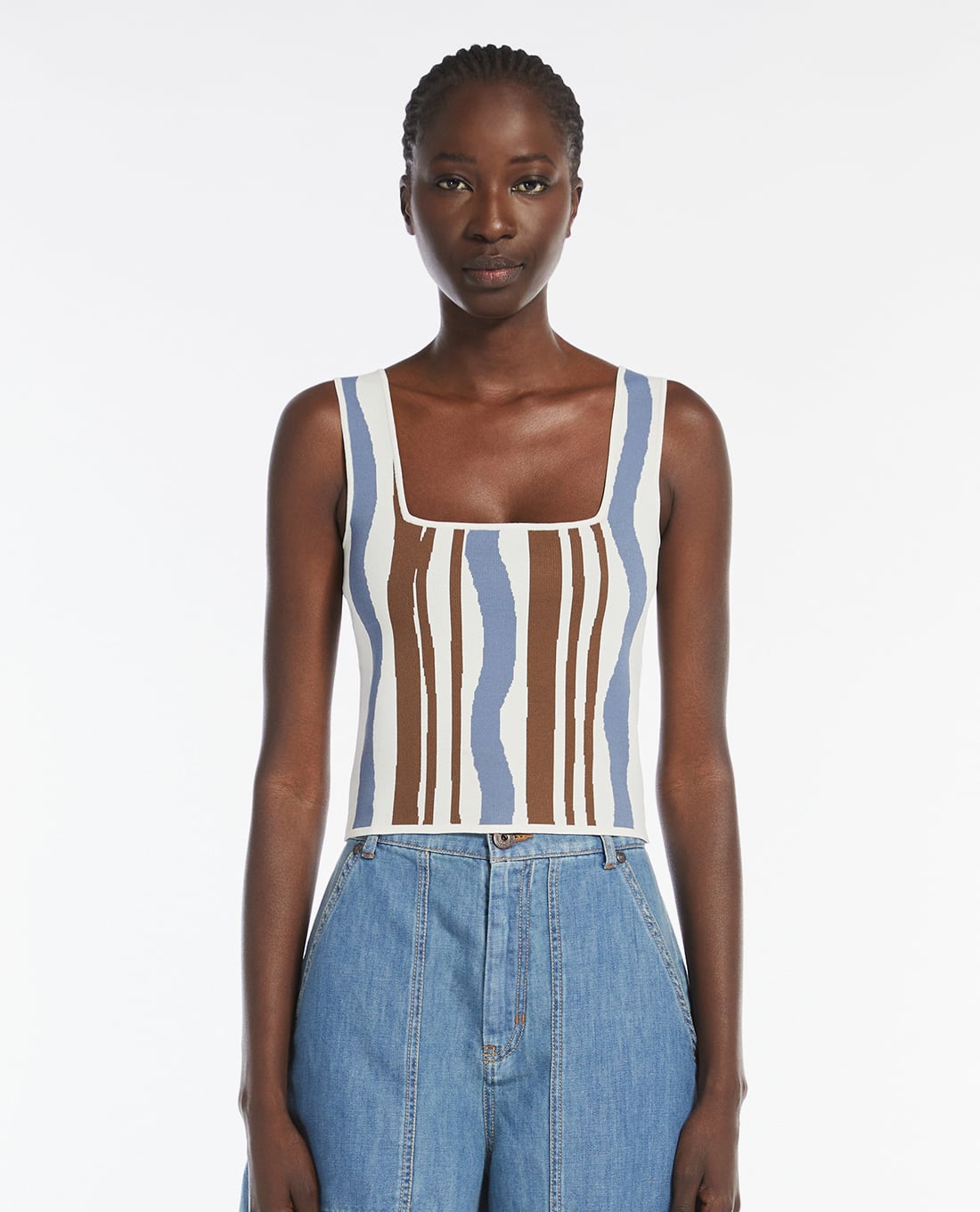 WEEKEND MAX MARA - Áo hai dây nữ cổ vuông phom croptop Pilade