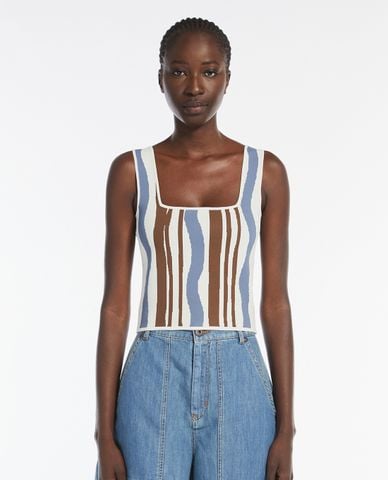  WEEKEND MAX MARA - Áo hai dây nữ cổ vuông phom croptop Pilade 