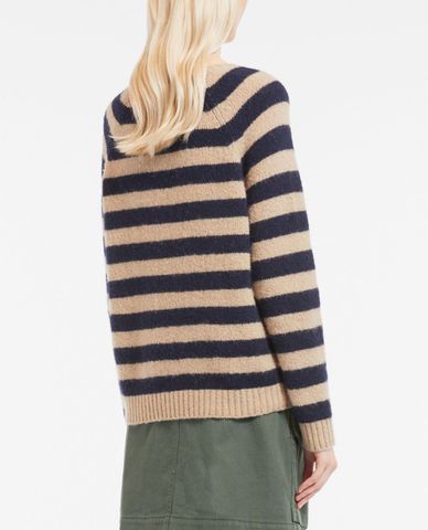  WEEKEND MAX MARA - Áo dệt kim nữ dệt kim cổ tròn dài tay Ghiacci 