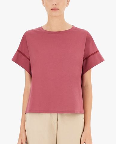  WEEKEND MAX MARA - Áo thun nữ tay ngắn cổ tròn Cotton Jersey 