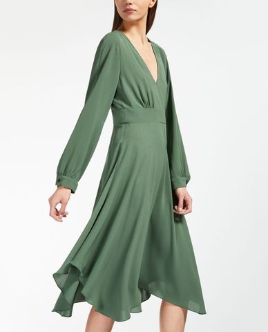  Max Mara - Đầm midi cổ V tay dài Riva Olive 