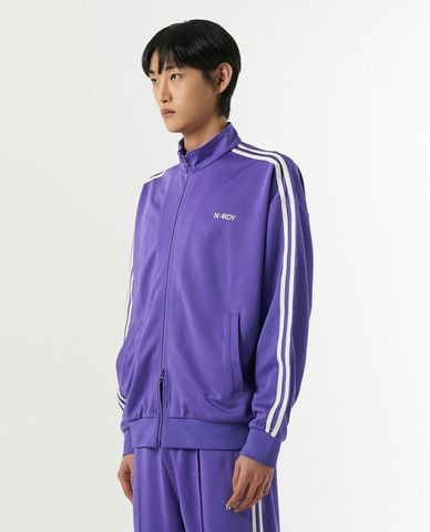  NERDY - Áo khoác thể thao unisex cổ trụ tay dài Embroidered Logo NY Track 