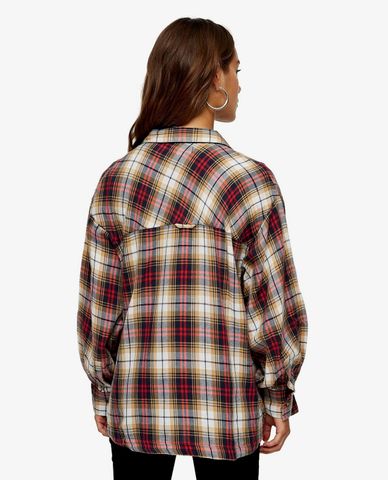  TOPSHOP - Áo sơ mi nữ cổ bẻ tay dài PETITE Camel Check 