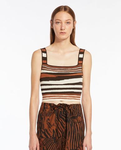  WEEKEND MAX MARA - Áo hai dây croptop cổ vuông phom ôm Tresa 
