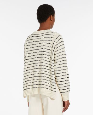 WEEKEND MAX MARA - Áo sweater cổ tròn tay dài phối kẻ sọc Natura 