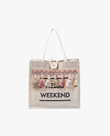  CECI - Túi xách nữ phom vuông phối chữ in thời trang 