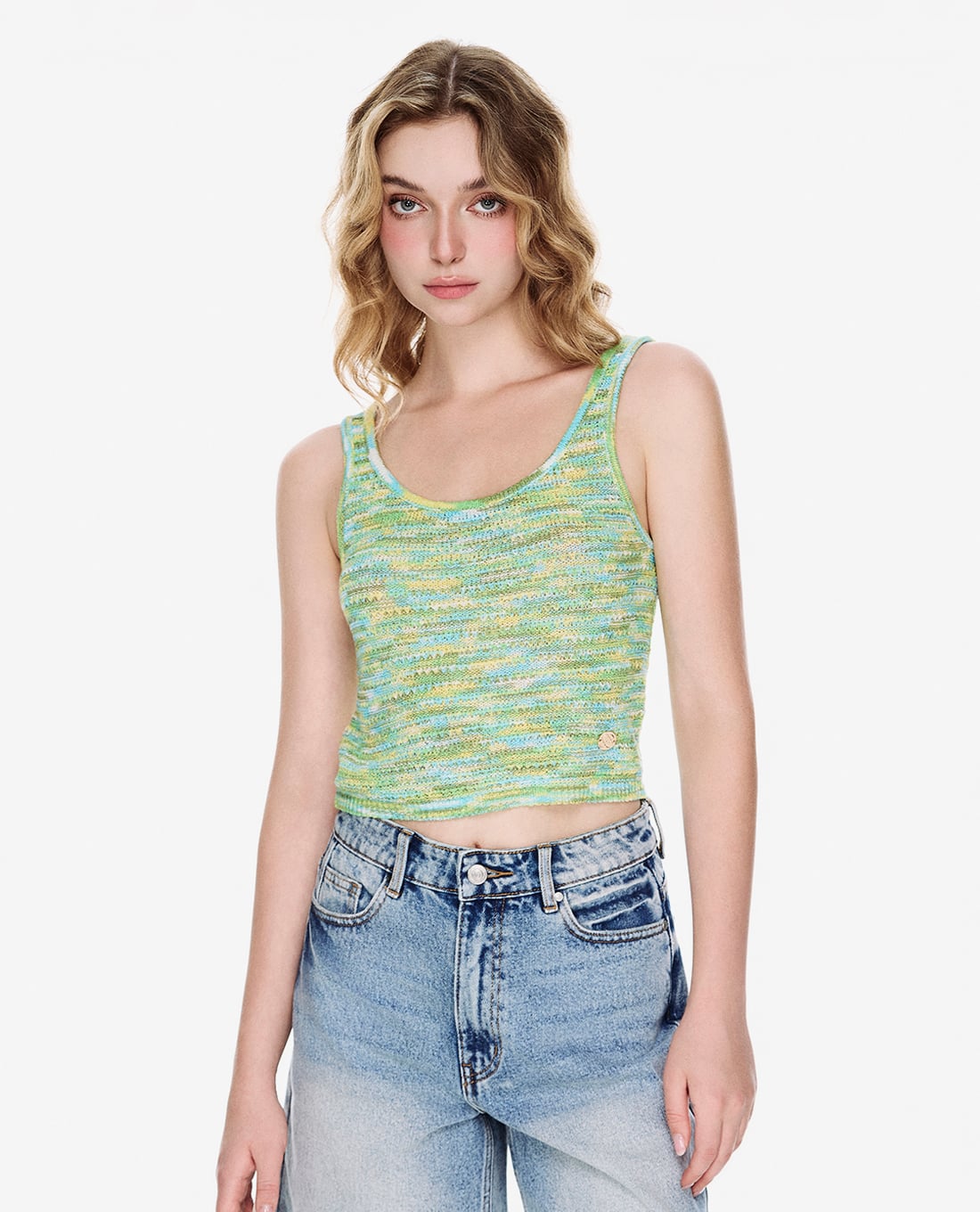 GIGI - Áo ba lỗ nữ dệt kim phối màu trẻ trung