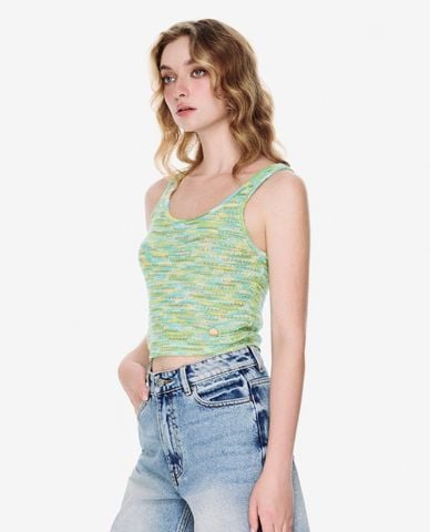  GIGI - Áo ba lỗ nữ dệt kim phối màu trẻ trung 