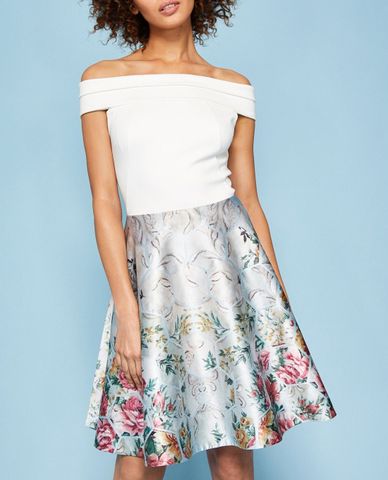  TED BAKER - Đầm xòe bẹt vai họa tiết hoa Tisana 