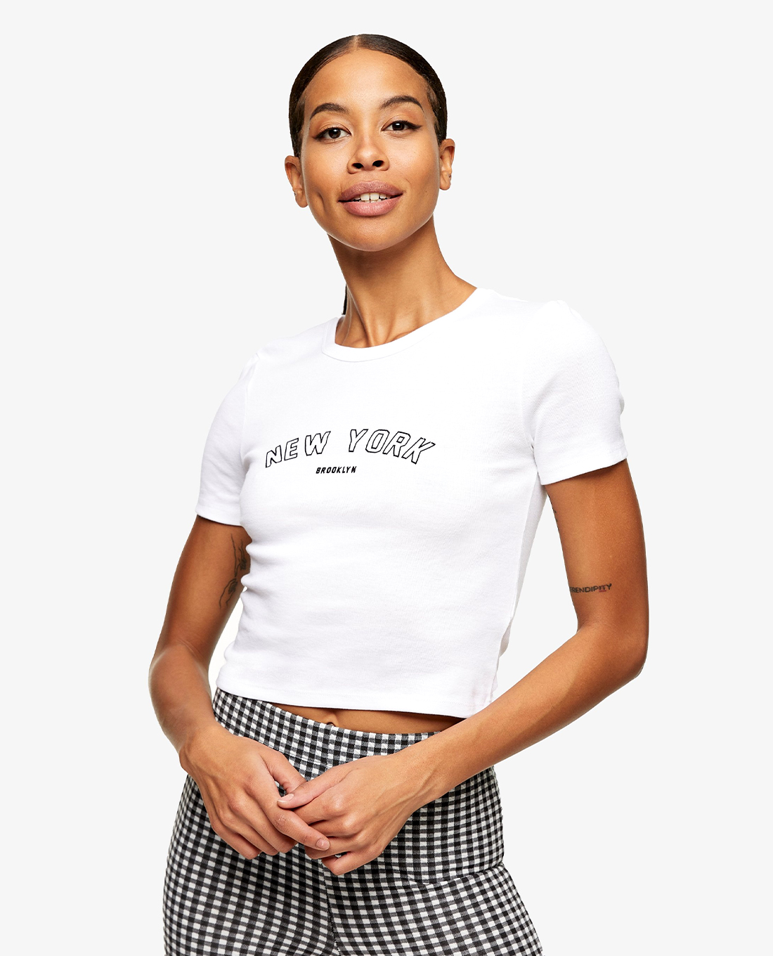 TOPSHOP - Áo thun nữ cổ tròn tay ngắn New York