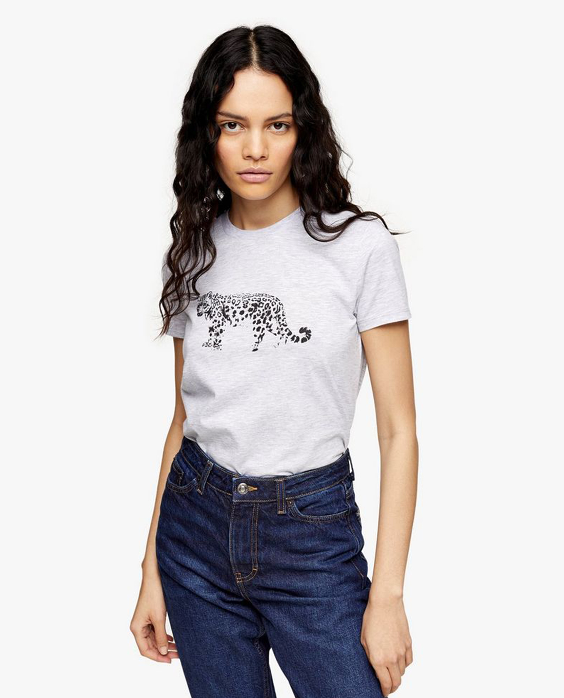 TOPSHOP - Áo thun nữ phom ôm Snow Leopard