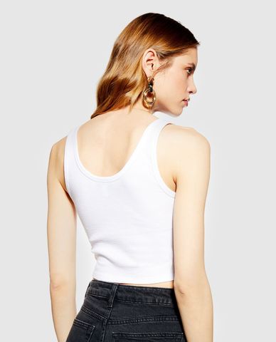  Áo croptop cổ cut-out Petite Waffle Notch 