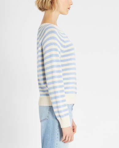  WEEKEND MAX MARA - Áo len nữ cổ tròn dài tay kẻ ngang Cotton Yarn 