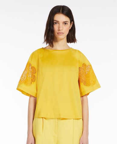  WEEKEND MAX MARA - Áo kiểu nữ cổ tròn tay ngắn Armeni 