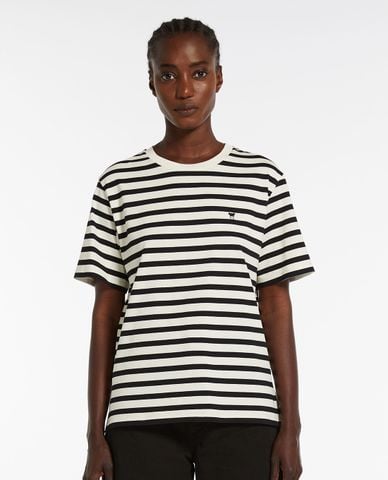  WEEKEND MAX MARA - Áo thun cổ tròn tay ngắn phối hình logo thêu Deodara 