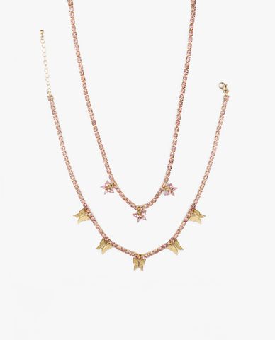  CECI - Dây chuyền nữ hai tầng đính đá phối mặt cánh bướm nữ tính 