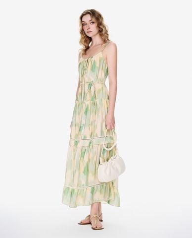  GIGI - Đầm hai dây midi xếp tầng phối màu độc đáo 