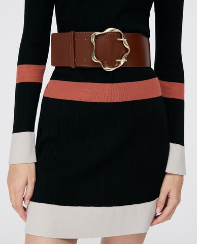  MAX&Co. - Thắt lưng nữ bản rộng mặt khóa tròn 3D Buckle 