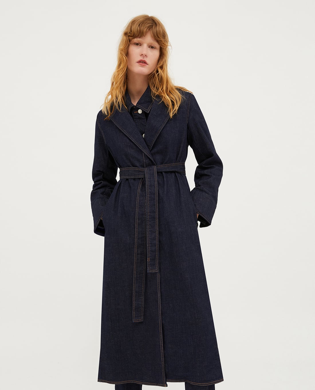 MAX&Co. - Áo khoác măng tô denim dáng dài phối thắt lưng Longden