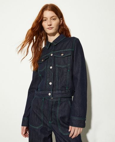  MAX&Co. - Áo khoác denim nữ cổ bẻ tay dài Cerbero 