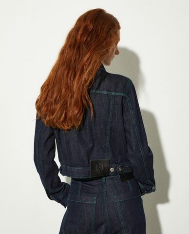  MAX&Co. - Áo khoác denim nữ cổ bẻ tay dài Cerbero 