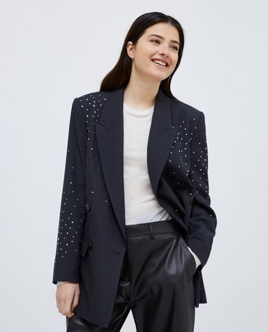  MAX&Co. - Áo khoác blazer nữ cổ V tay dài đính đá Vischio 