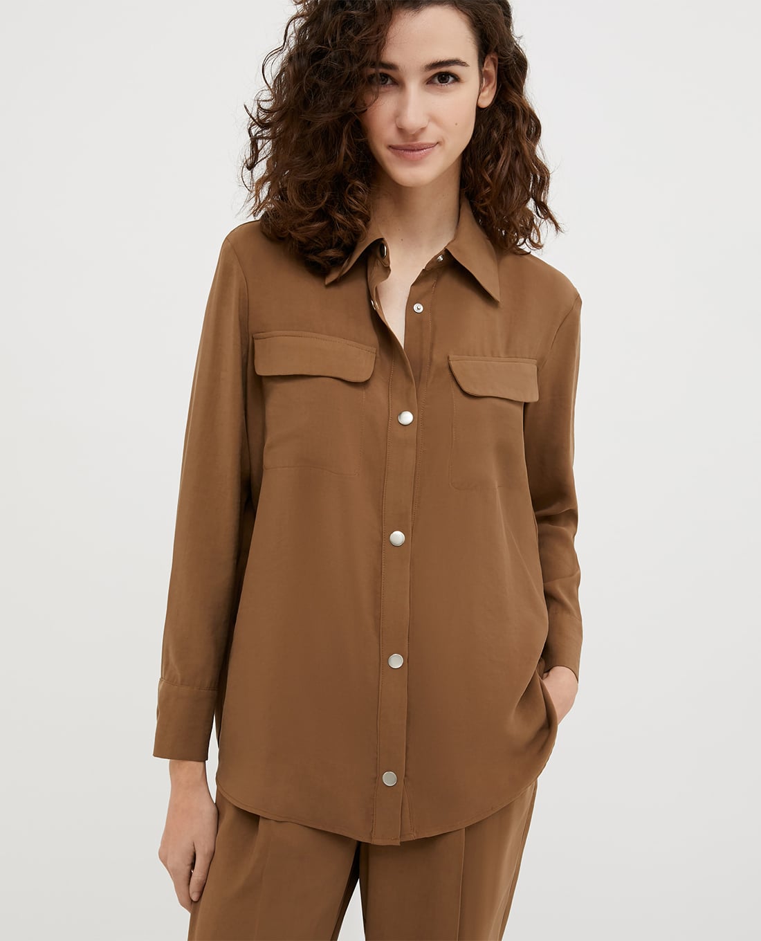 MAX&Co. - Áo sơ mi nữ cổ bẻ tay dài thanh lịch Acciaio