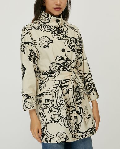  MAX&Co. - Áo măng tô nữ cổ cao phối thắt lưng Floral Cotton 