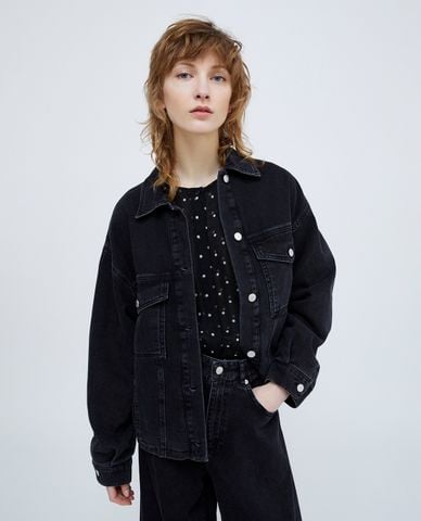  MAX&Co. - Áo khoác denim nữ cổ bẻ tay dài Idrici 