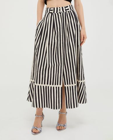  MAX&Co. - Chân váy xếp tầng midi xẻ tà phối sọc Roll 