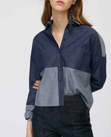  MAX&Co. - Áo sơ mi nữ phom ngắn Block Denim 