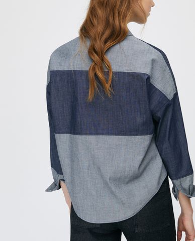  MAX&Co. - Áo sơ mi nữ phom ngắn Block Denim 