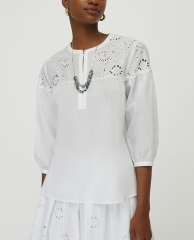  MAX&Co. - Áo kiểu nữ cổ V tay lỡ St Gallen Embroidered Cotton 