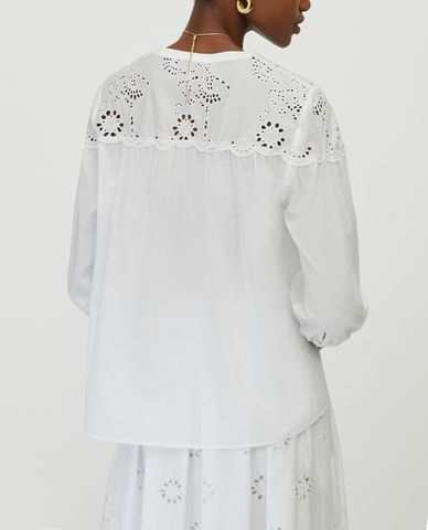  MAX&Co. - Áo kiểu nữ cổ V tay lỡ St Gallen Embroidered Cotton 