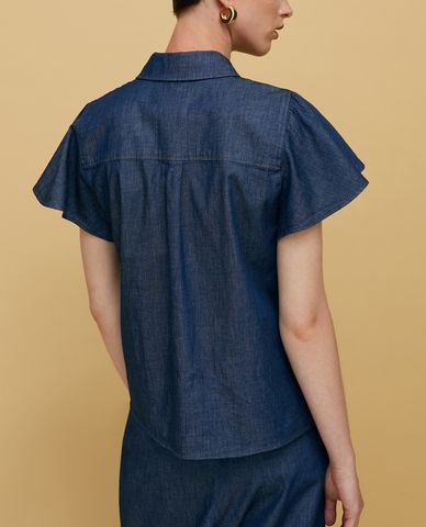  MAX&Co. - Áo sơ mi nữ ngắn tay Lightweight Denim 