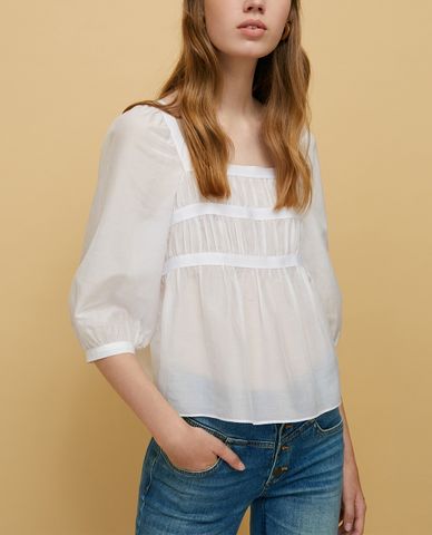  MAX&Co. - Áo kiểu nữ phom suông cổ vuông Cotton And Silk Voile 