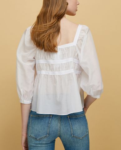  MAX&Co. - Áo kiểu nữ phom suông cổ vuông Cotton And Silk Voile 