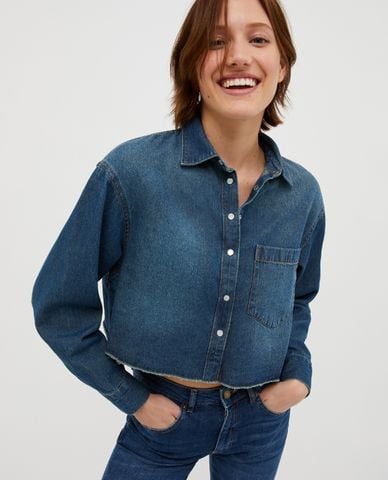  MAX&Co. - Áo sơ mi denim croptop tay dài Sovrana 